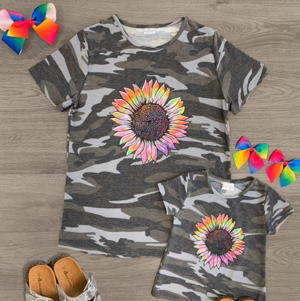 Mom & Me Cammo Sunflower Shirts